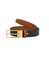 The Dual-Tone Reversible Leather Belt — Black & Tan Perfection with Gold Buckle